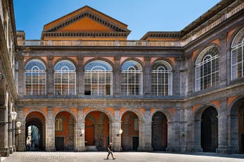 The inner courtyard of the Royal Palace in Naples, Italy
