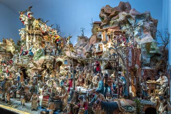 The Nativity Scene in the Palatine Chapel of the Royal Palace of Naples, Italy