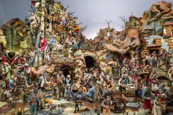 The Nativity Scene in the Palatine Chapel of the Royal Palace of Naples, Italy