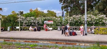 The Circumvesuviana railway station in Pompeii near Naples