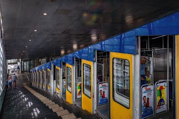 The Montesanto funicular railway in Naples, Italy