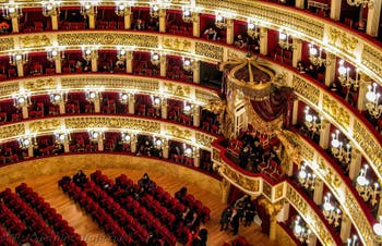 The concert hall at the San Carlo Opera House in Naples, Italy