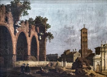 Canaletto, View of the Roman Forum with the Basilica of Maxentius and Constantine and the Church of Santa Francesca Romana, Borghese Gallery in Rome