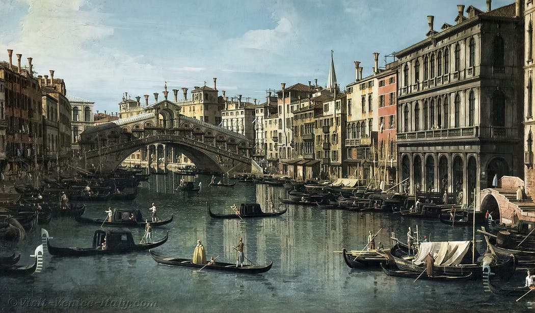 Canaletto, Venice Grand Canal and Rialto Bridge from South