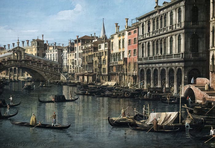 Canaletto, Venice Grand Canal and Rialto Bridge from South