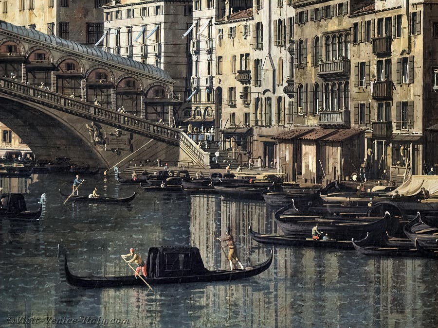 Canaletto, Venice Grand Canal and Rialto Bridge from South