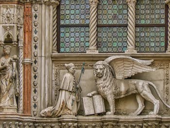The Porta della Carta, the papers door, Doge's Palace in Venice in Italy