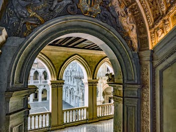 The Scala d'Oro, the Golden Staircase, Doge's Palace in Venice in Italy
