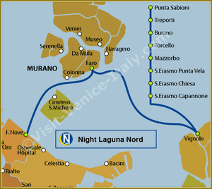 Line NLN Night Line Northern Lagoon Water Bus Vaporetto in Venice