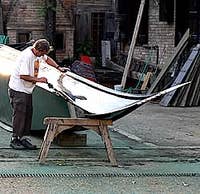 gondola Squero in the sestiere of Dorsoduro Venice Italy