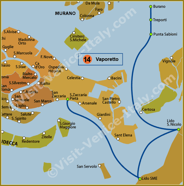 Venice Italy Water Taxi Map