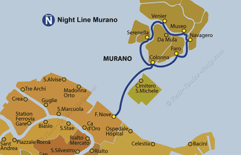 Water Bus Vaporetto Line Map Night Murano in Venice in Italy
