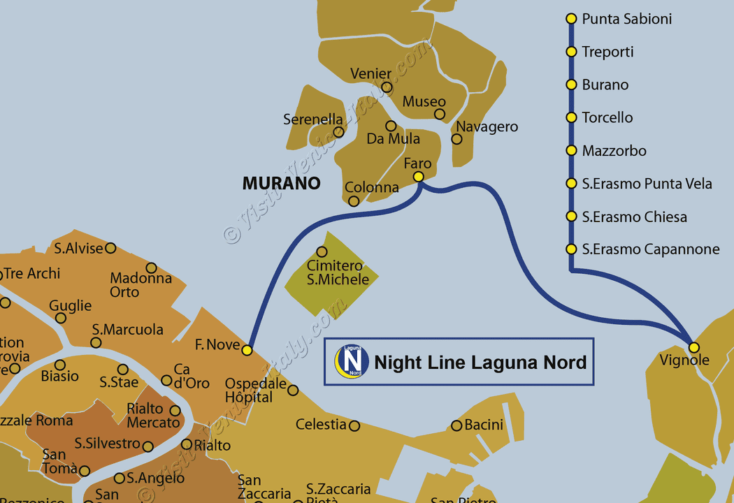 Water Bus Venice Vaporetto Map Line NLN Night Line ACTV water-bus-venice-vaporetto-map-line-nln-night-line-actv