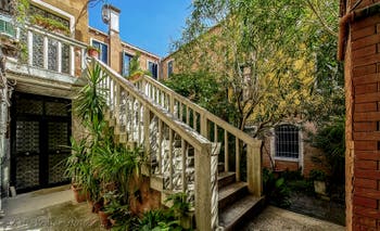 The courtyard garden of the San Marziale flat house in Venice, Italy