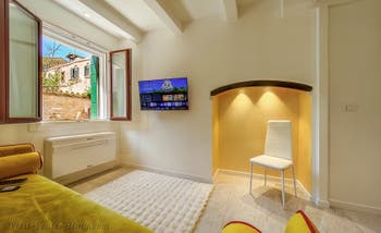 The living room of the San Marziale flat in Venice, Italy