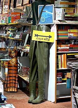 The Acqua Alta bookshop in Venice Italy