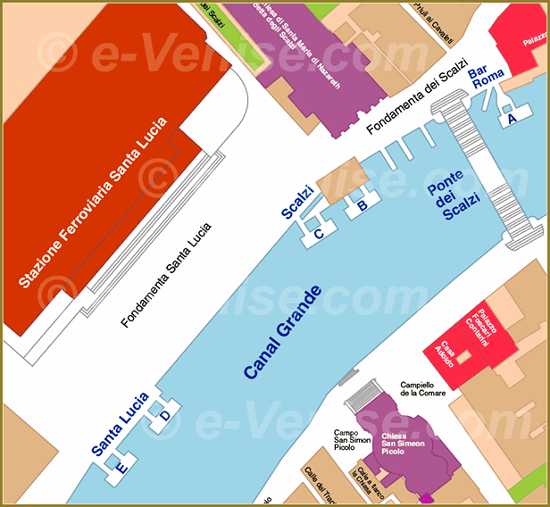 Venice Water Bus Pier map train station Ferrovia Santa Lucia ACTV